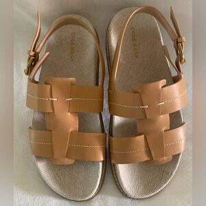 COLE HAAN Marlee Fisherman Footbed Sandals Leather Womens Tan Sz 8 B Open Toe